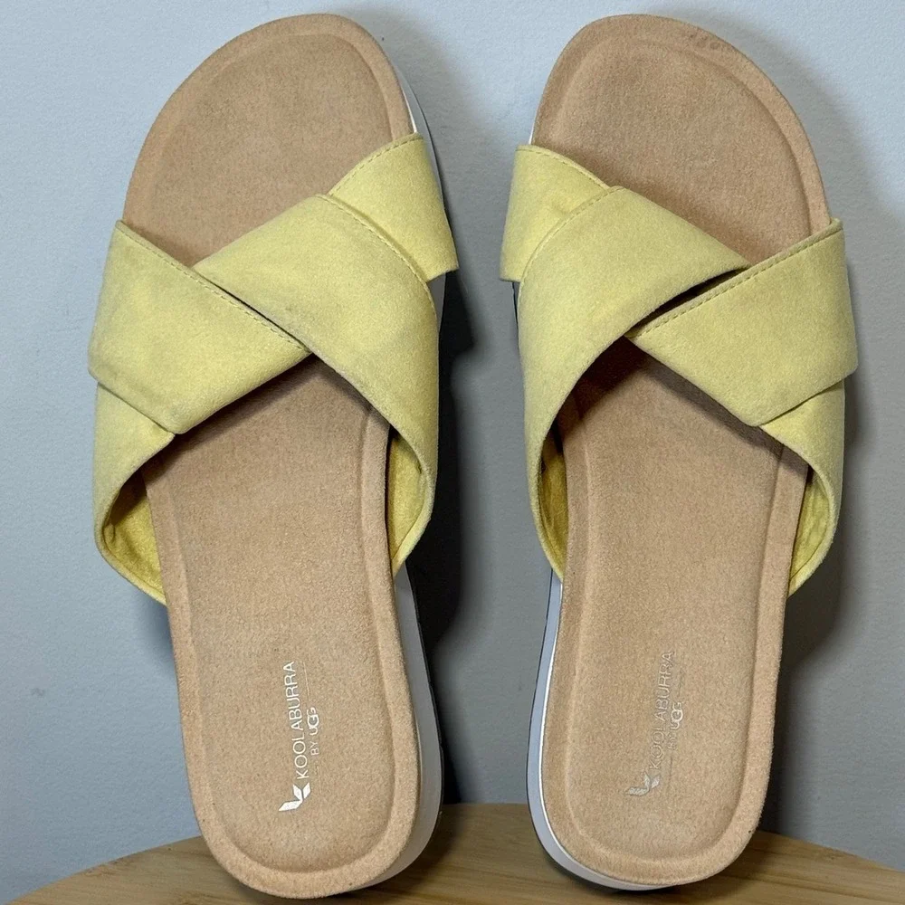 Koolaburra by UGG Platform Slide Women 8.5 Yellow Excellent Criss Cross Sandals